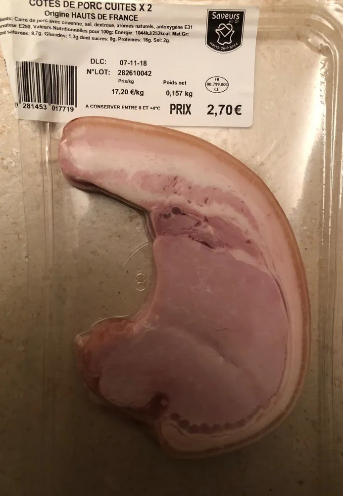 Cotes de porc cuites