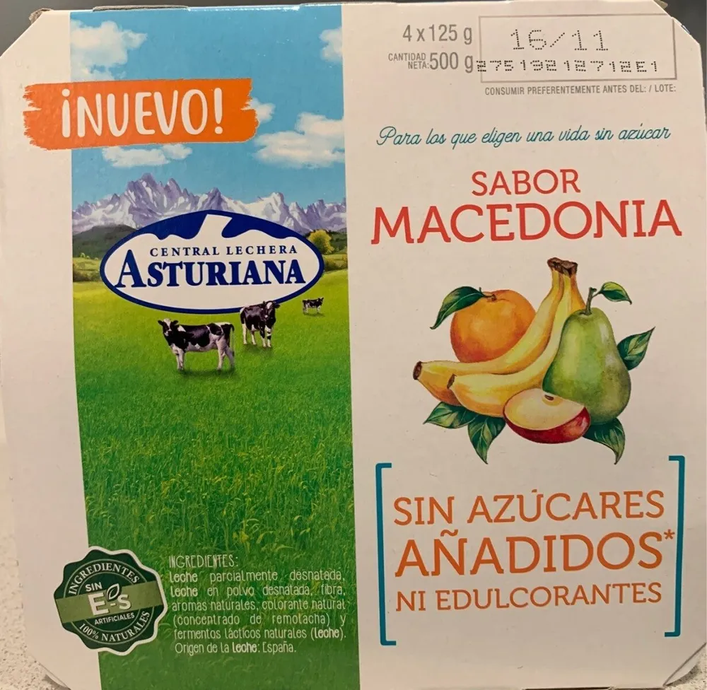 Yogur sabor macedonia sin azúcares añadidos