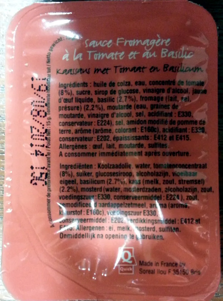 Sauce Fromagère à la Tomate et au Basilic