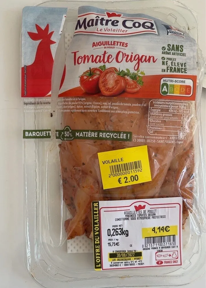 Aiguillettes de poulet Tomate origan