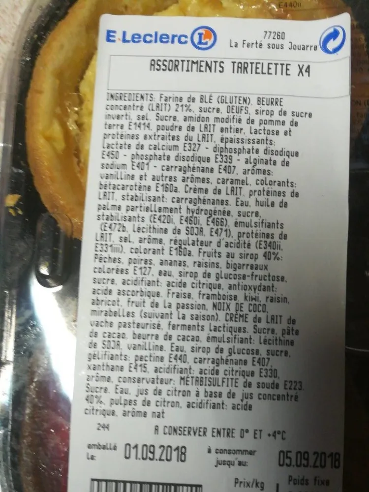 Assortiment tartelette x4