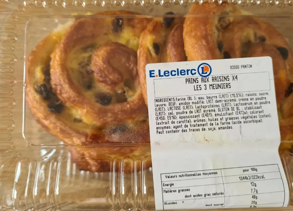 Pains aux raisins X4 les 3 meuniers