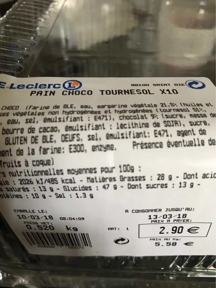 Pains au chocolat tournesol