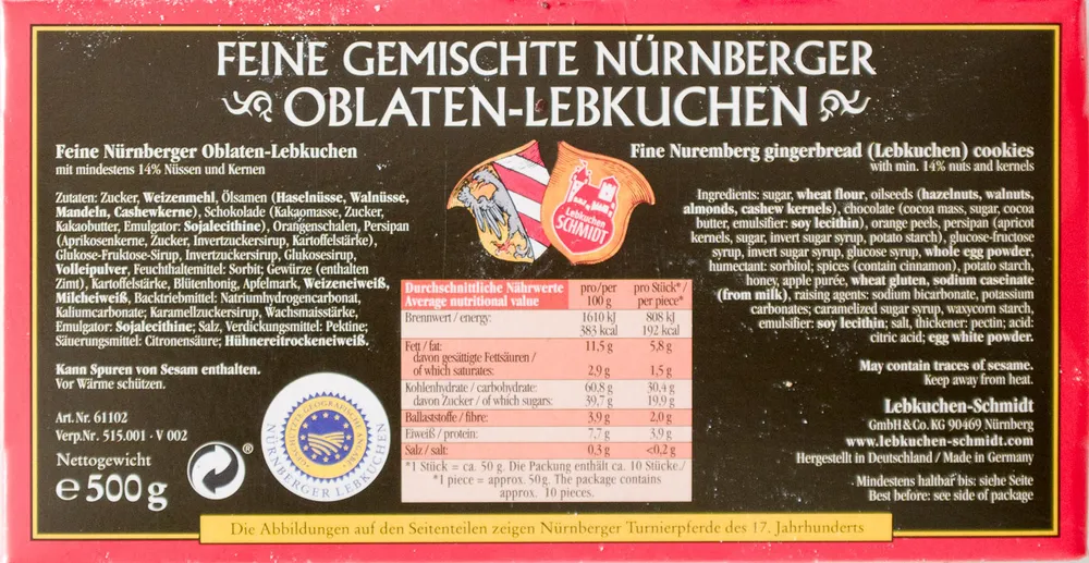 Feine gemischte Nürnberger Oblaten-Lebkuchen
