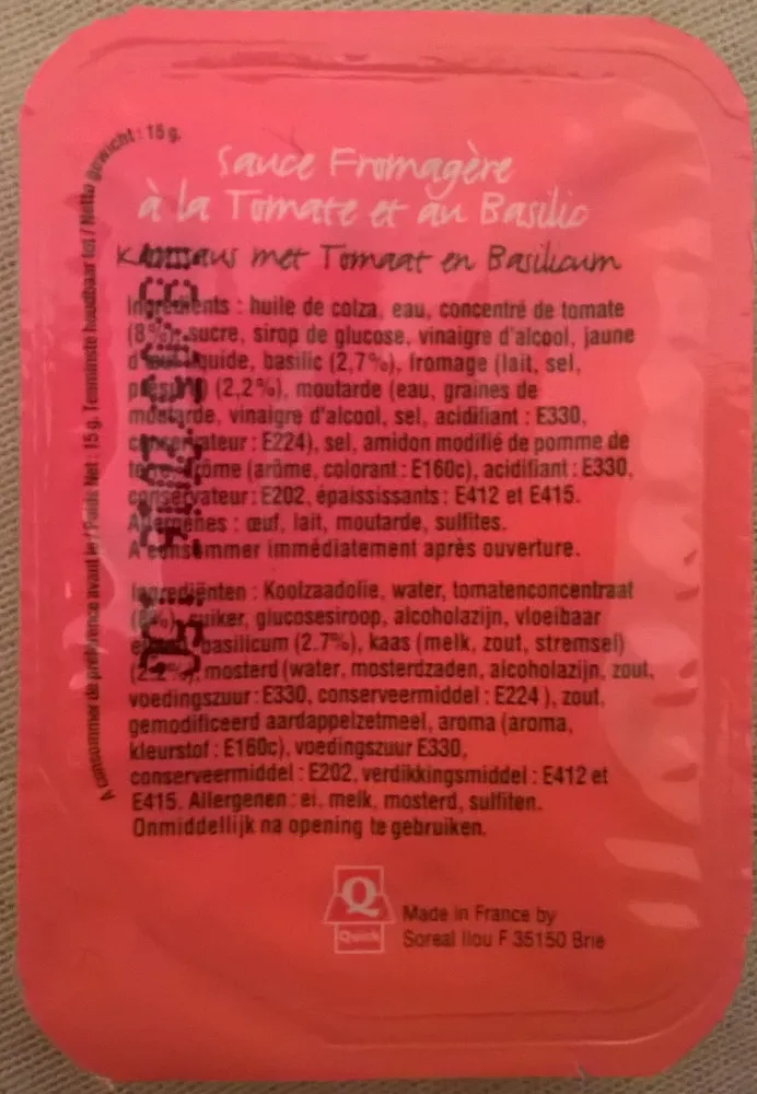 Sauce fromagère à la tomate et au basilic