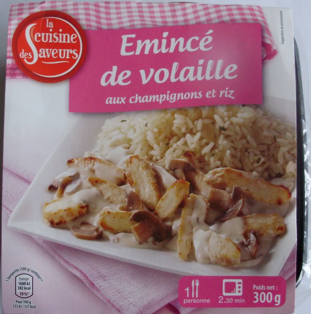 Emincé de volaille aux champignons et riz
