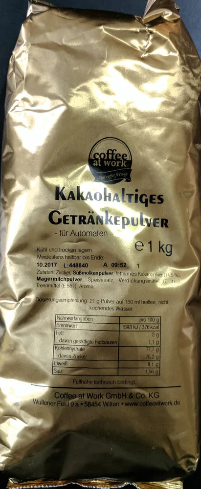 Kakaohaltiges Getränkepulver