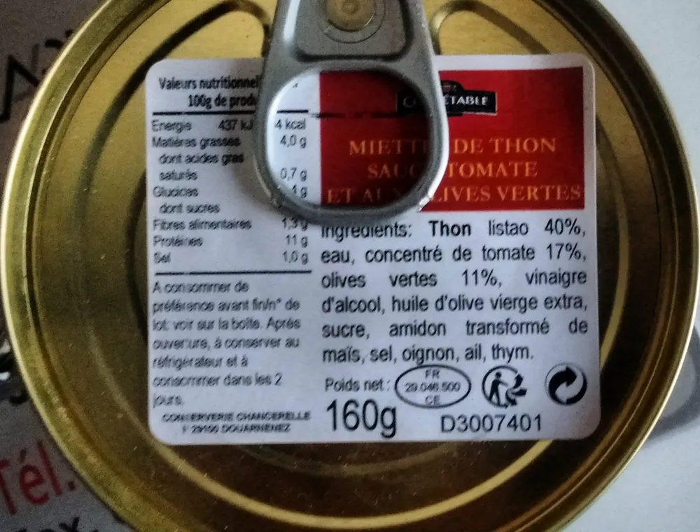 Miettes de Thon Sauce Tomate et aux Olives Vertes