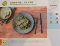 Pan-Fried Tilapia with Crushed New Potatoes, Green Beans and Tarragon Sauce
