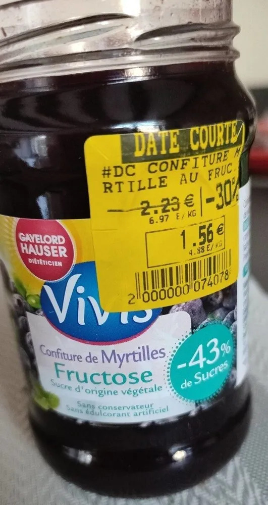 Confiture de myrtilles fructose