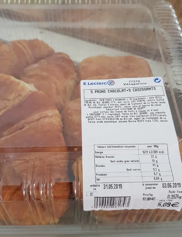 5 pains chocolat + 5 croissants