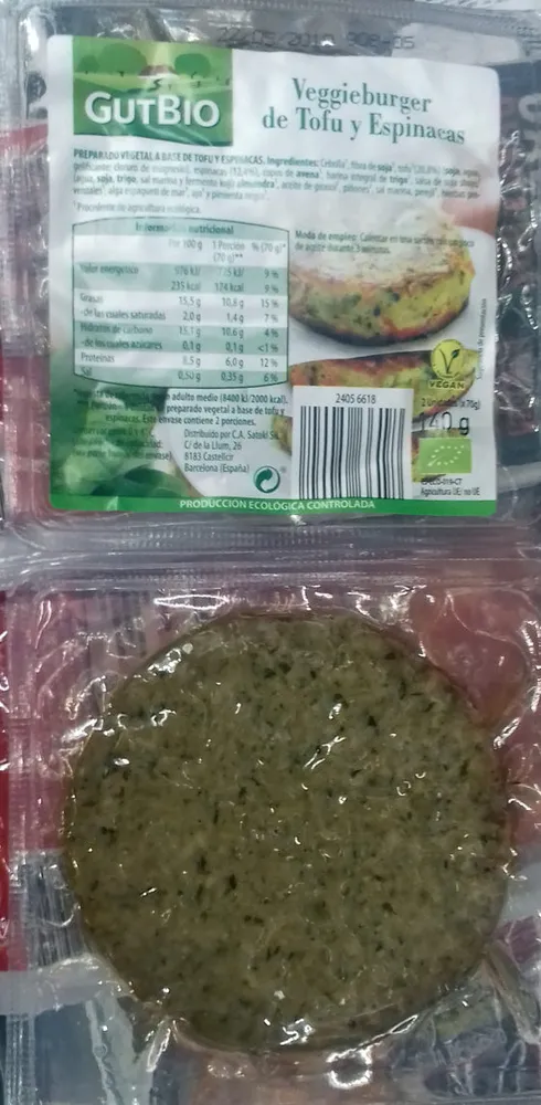 Veggieburger de tofu y espinacas