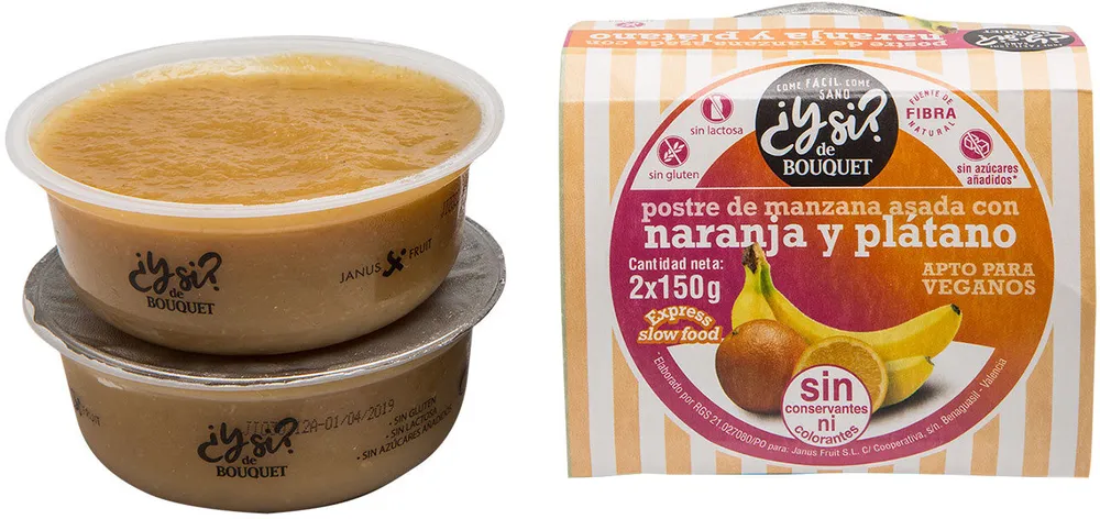Postre de manzana asada con naranja y plátano