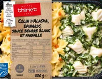 COLIN D'ALASKA, EPINARDS, SAUCE BEURRE BLANC ET FARFALLE