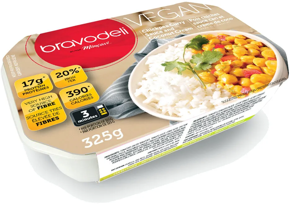 Pois chiches sauce cari et crème de coco véganes