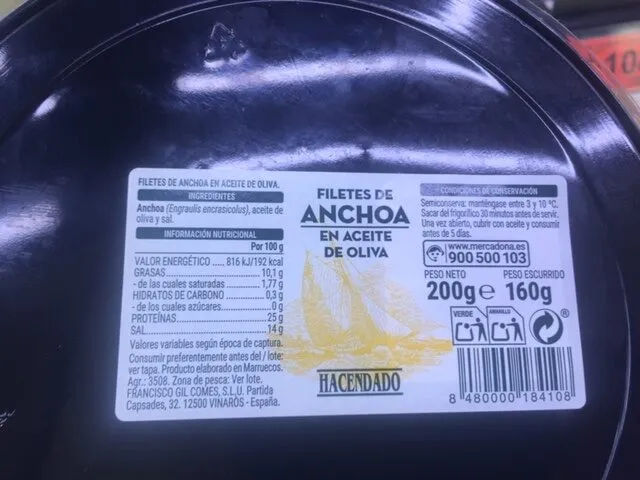 FILETES DE ANCHOA EN ACEITE DE OLIVA