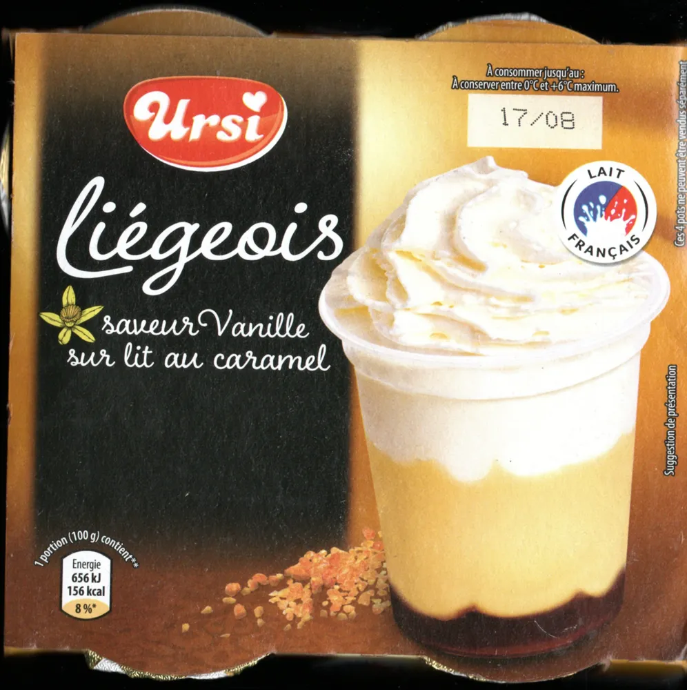Liégeois saveur vanille sur lit de caramel