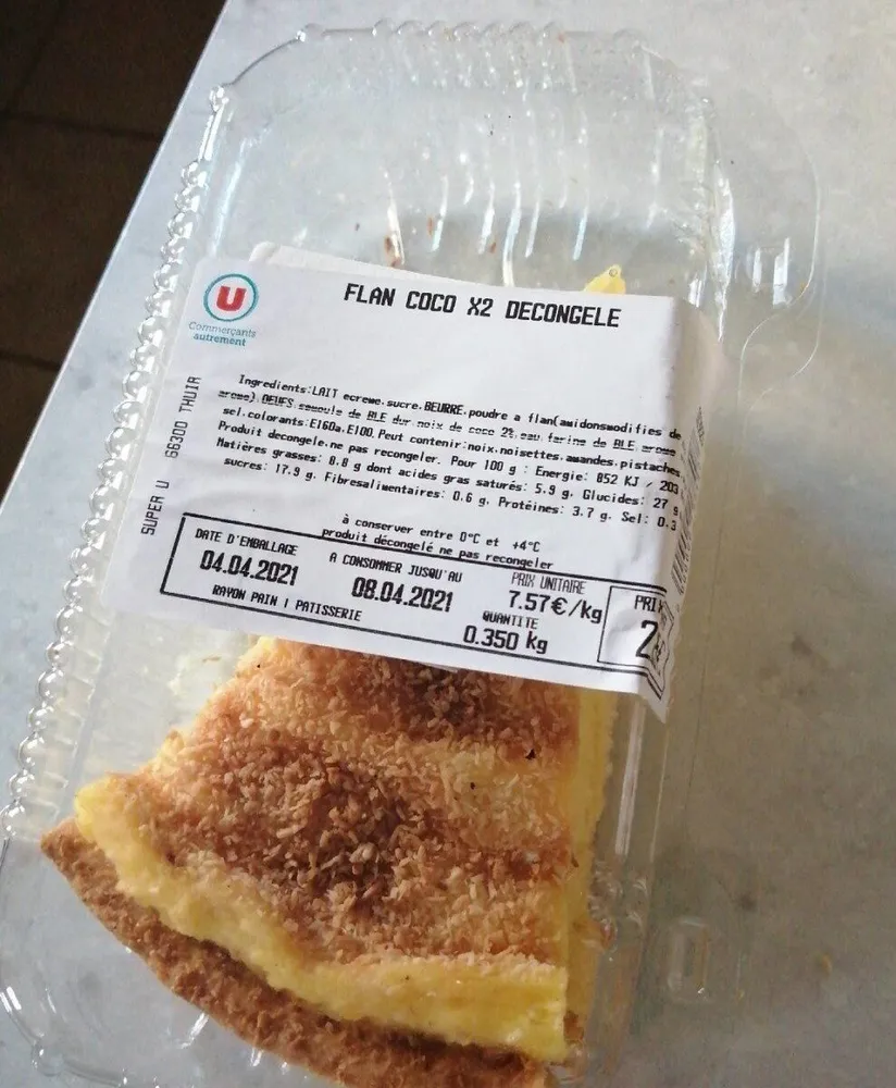 Flan coco décongelé