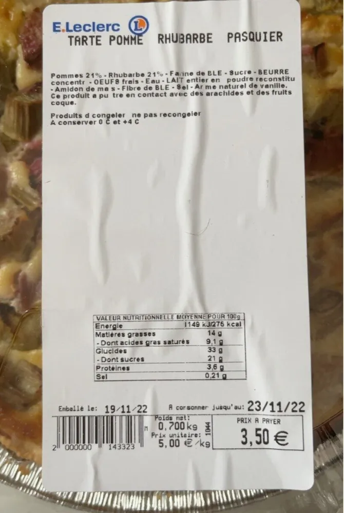 Tarte pomme rhubarbe