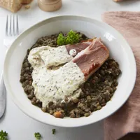 Jambon braisé, lentilles
