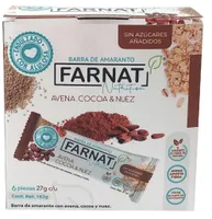 Barra Farnat Nutrition avena, cocoa y nuez 6 piezas