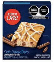 Barras suaves Fiber One canela y café 6 pzas
