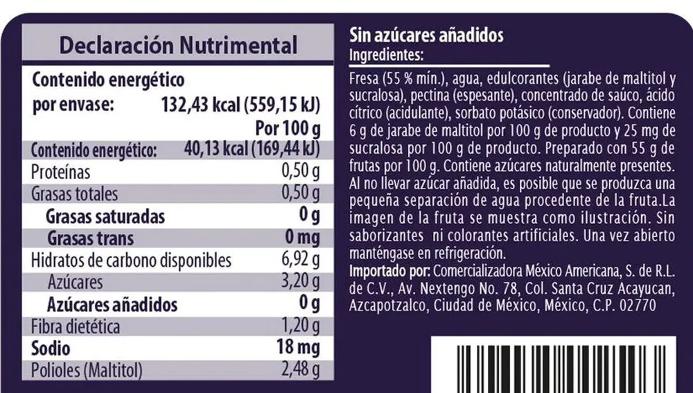 Mermelada Extra Special de fresa sin azúcar