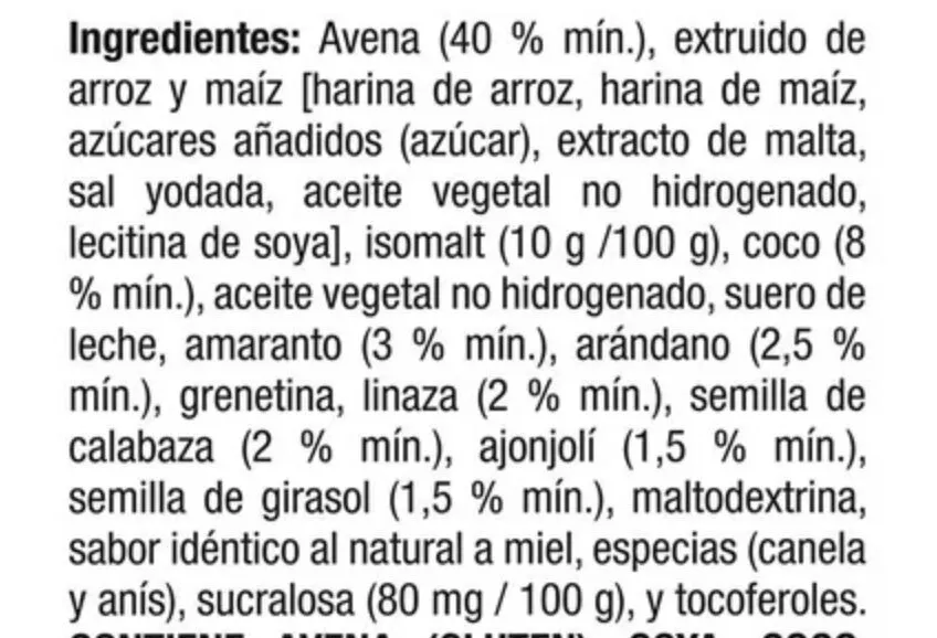Granola Great Value con avena, frutas y 5 semillas