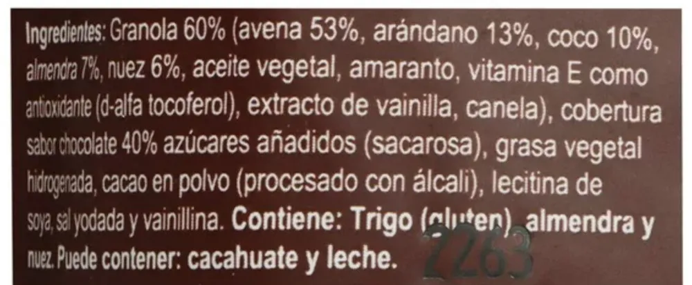 Granola Berry Nuts con cobertura sabor chocolate