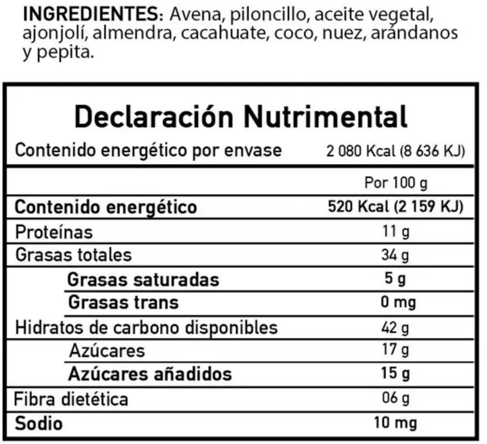 Granola Hergran con arándanos