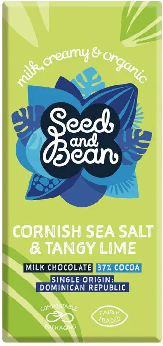 Cornish Sea Salt & Tangy Lime Milk Chocolate Bar