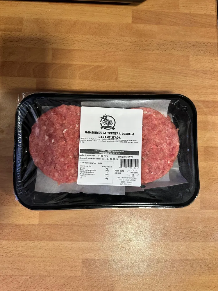 Hamburguesa de ternera cebolla caramelizada