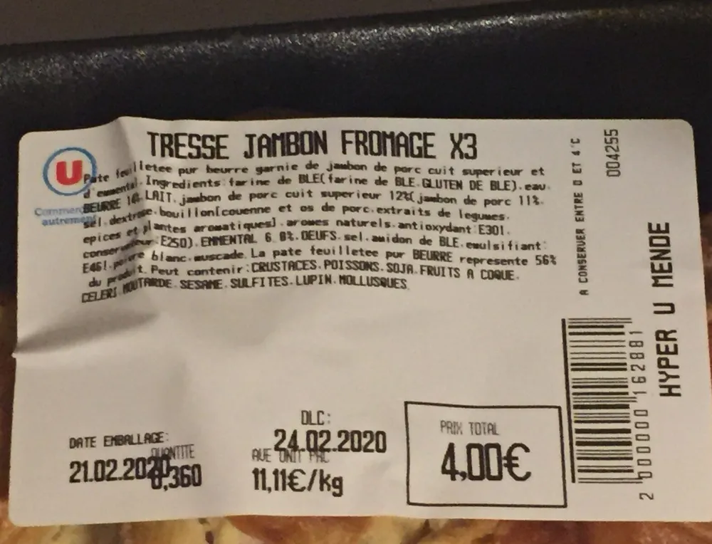 Tresses jambon fromage