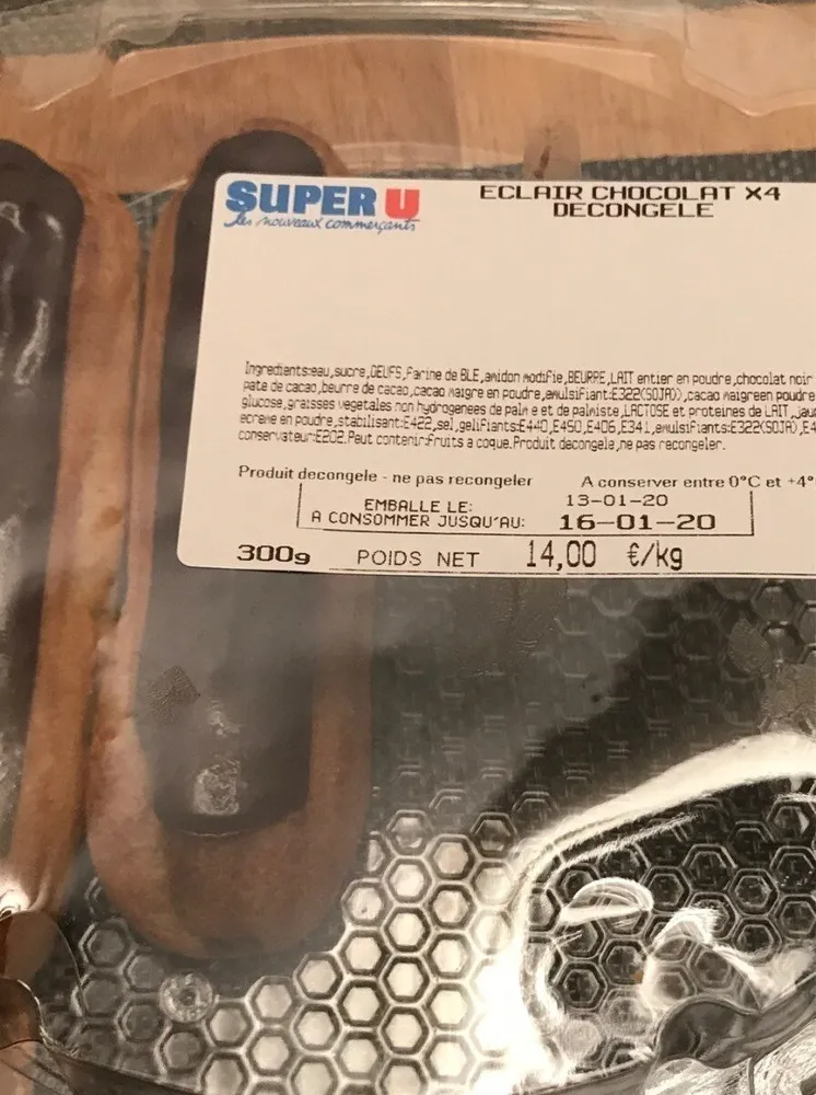 Eclair chocolat x4 decongele