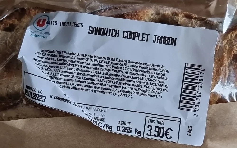 Sandwich complet jambon