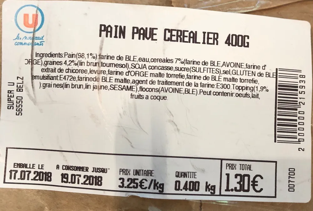 Pain pavé céréalier