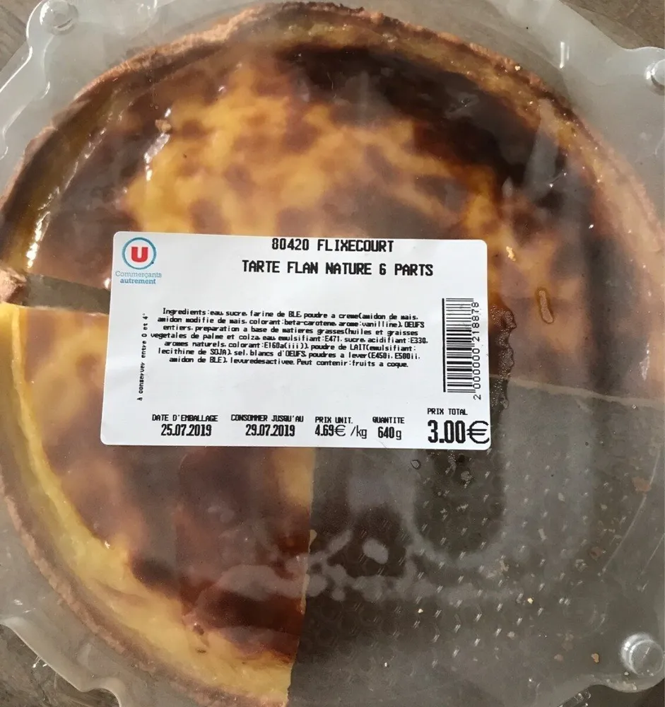 Tarte flan nature 6 parts