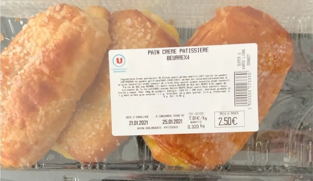 Pain creme patissiere beurre