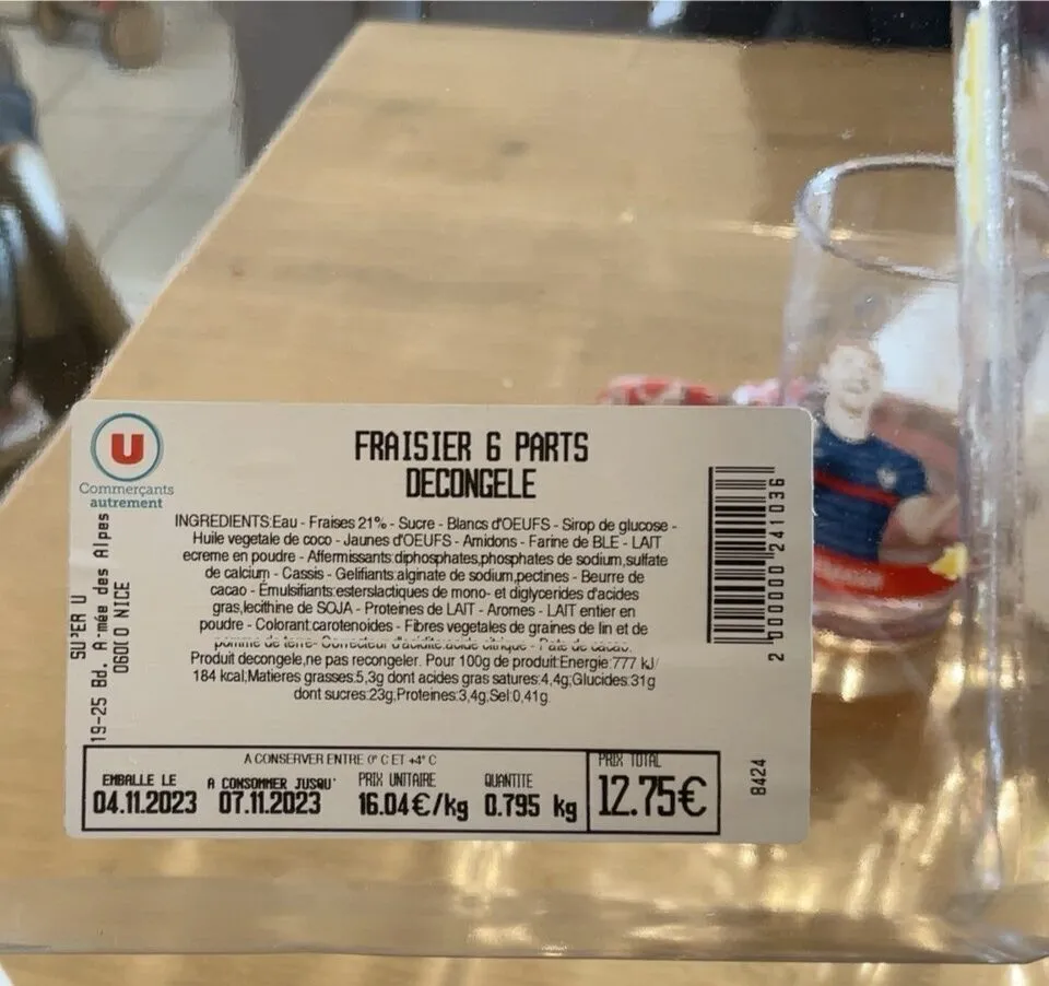 Fraisier 6 parts décongelé