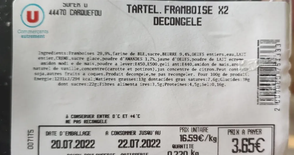 Tartelette framboise