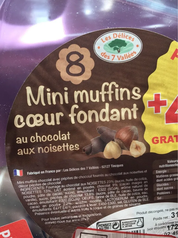 Mini muffins cœur fondant aux chocolat-noisettes