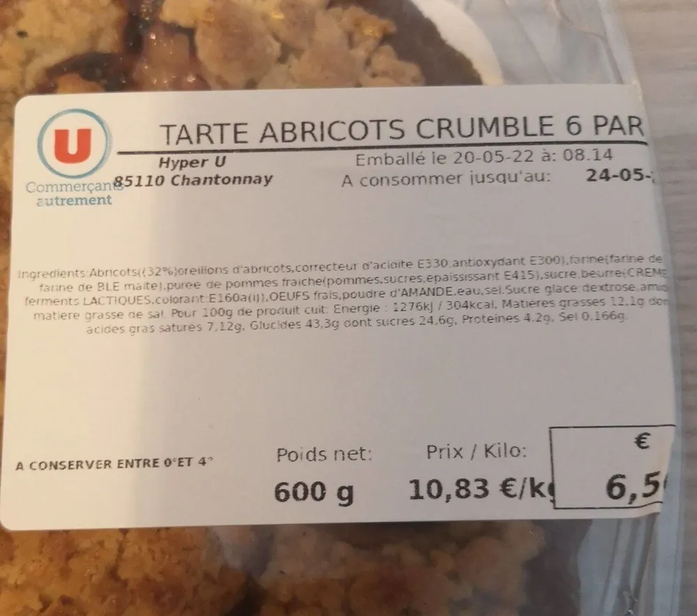 Tarte abricot crumble