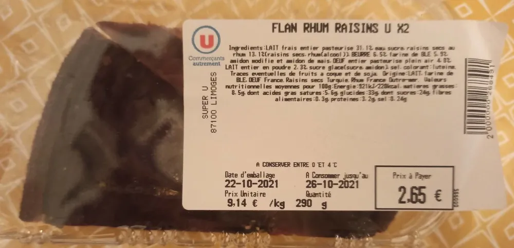 Flan rhum raisin