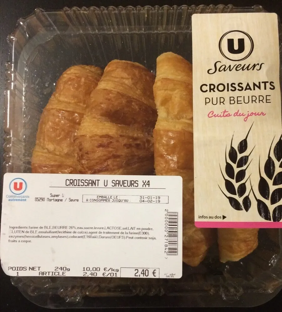 Croissant U saveurs x4