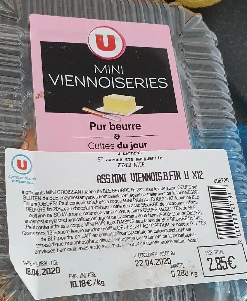 Mini viennoiseries beurre U