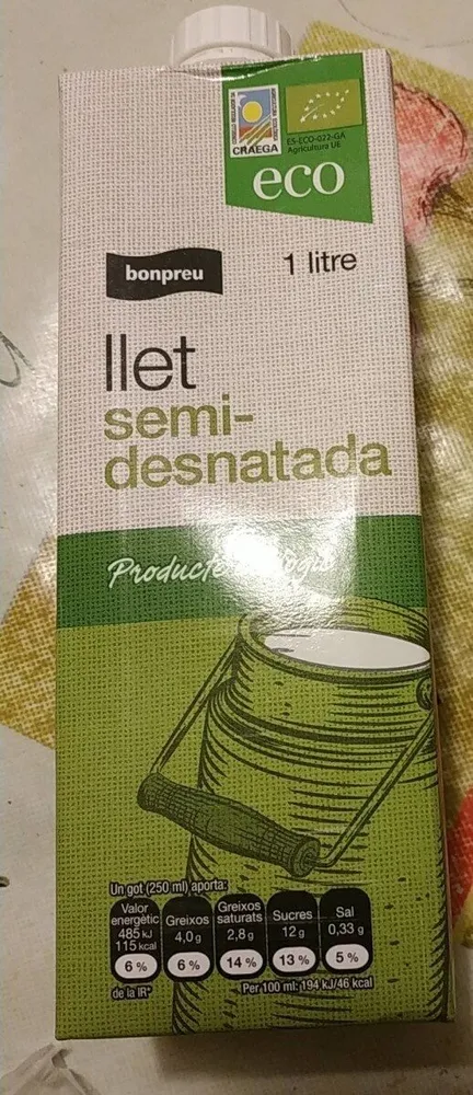 Llet semidesnatada eco