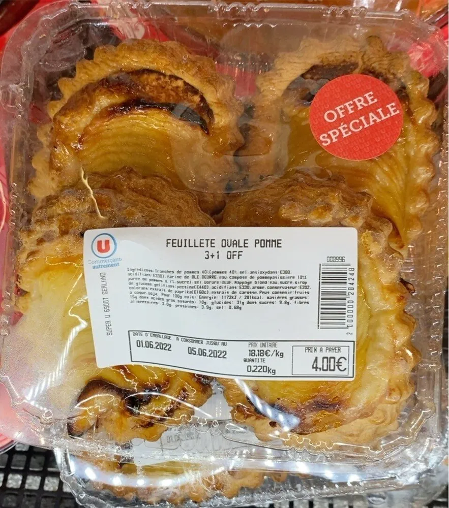 Feuilleté ovale pomme