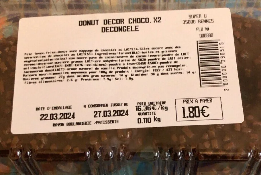 Donut decor choco x2 décongelé