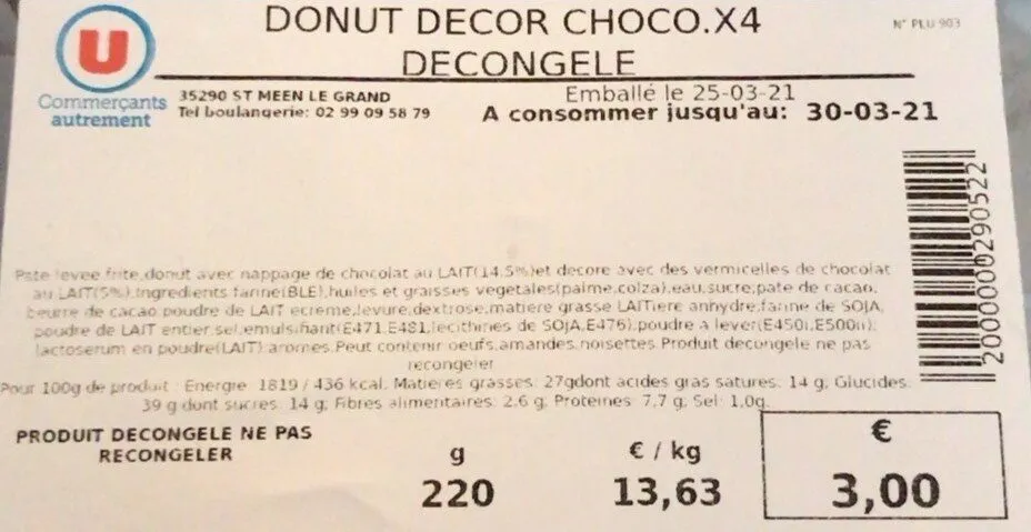 Donut decor CHOCO x4 decongele