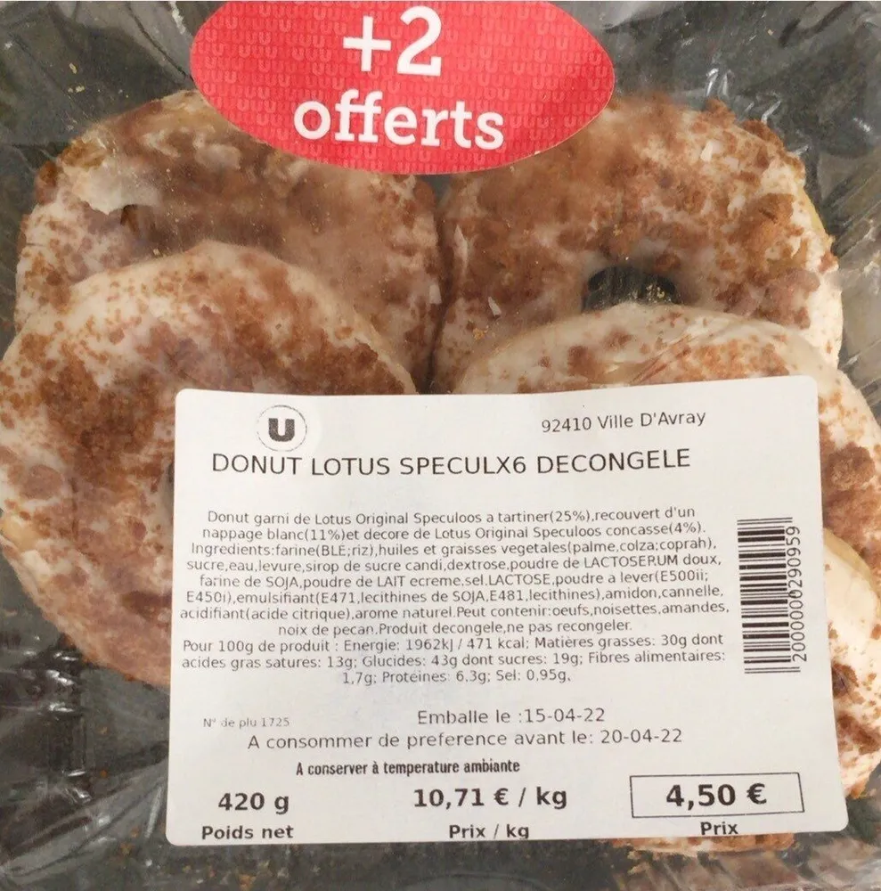 DONUT LOTUS SPECULX6 DECONGELE